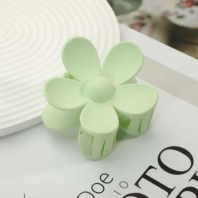 Solid Color Flower Shaped Claw Clip-GREEN