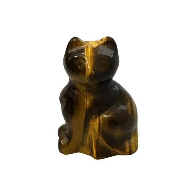 Tiger's Eye Cat Figurine, 2.5cm