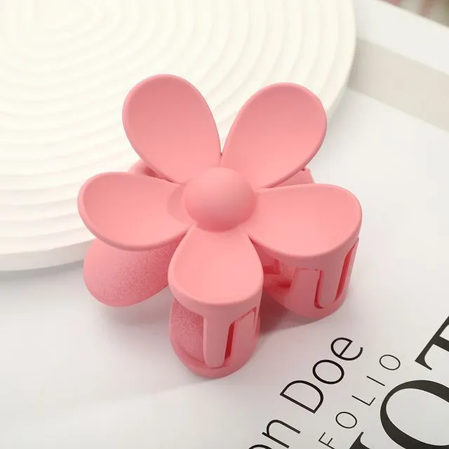 Solid Color Flower Shaped Claw Clip-PINK