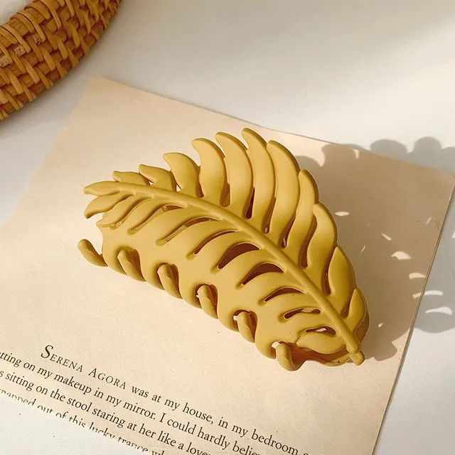 Leaf Shape Matte Hair Claw Clip-GINGER YELLOW