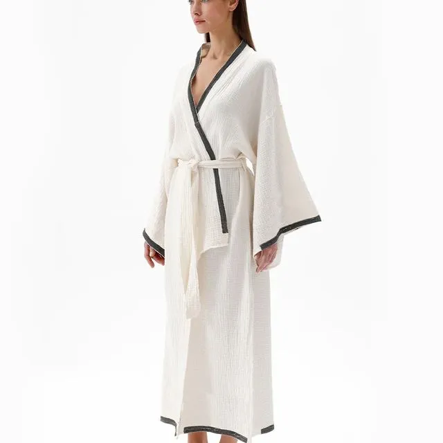 Crinkle Grey Kimono (3200); 100 % Cotton