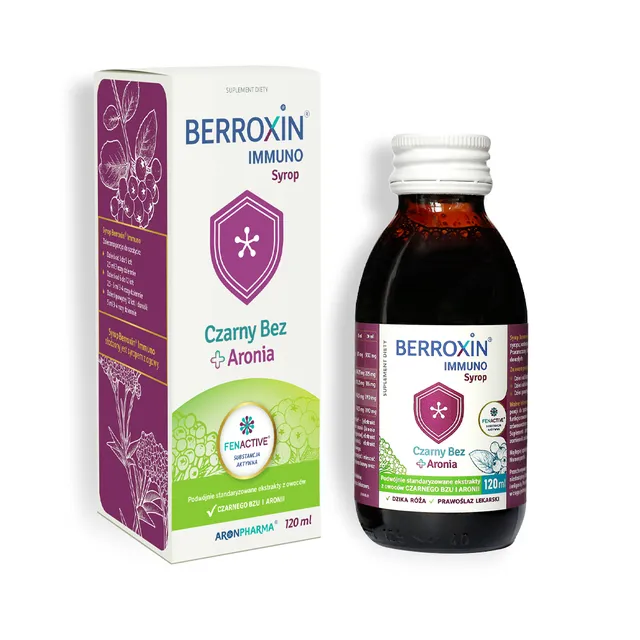 AronPharma Berroxin Immuno | Support Immune System against Bacteria, Viruses and Germs | Syrup 120 ml with Agave and Fenactive®