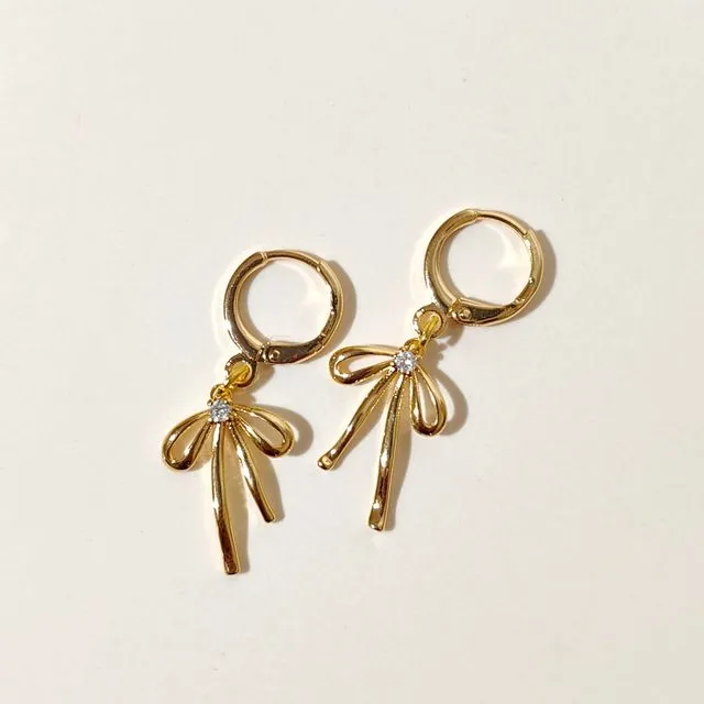 18k gold plated hoop with beautiful bowknot earrings