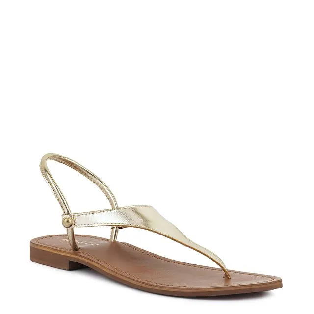 Madeline Flat Thong Sandals in Gold