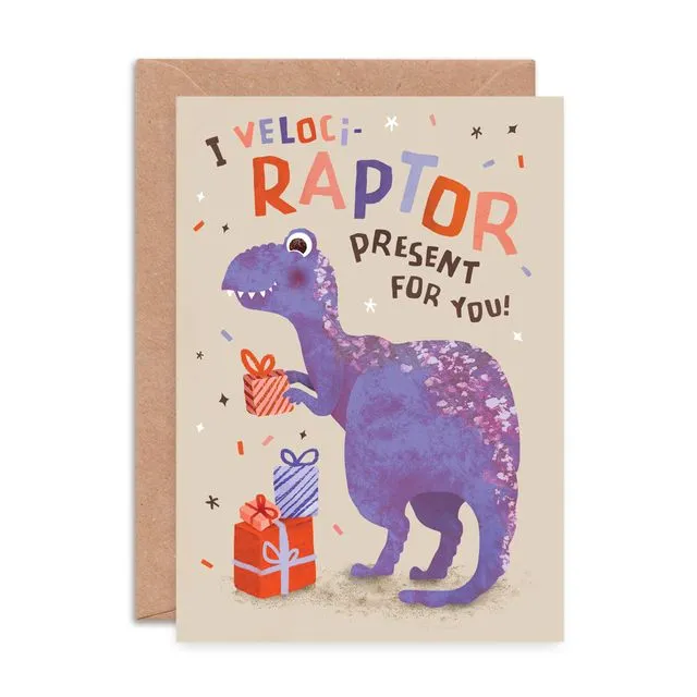 I Veloci-raptor Present Birthday Card