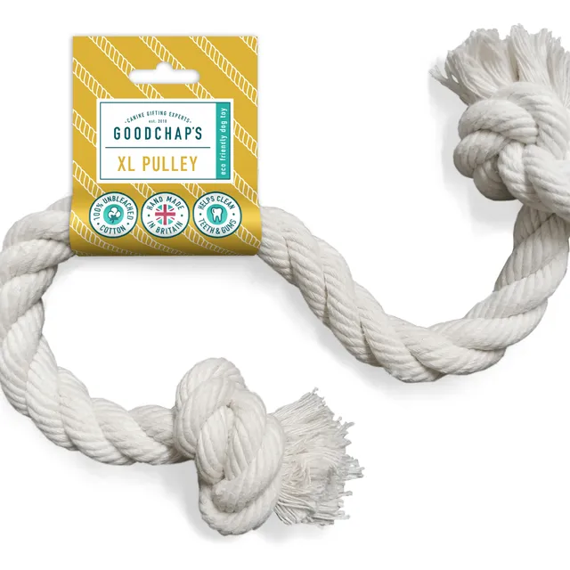 XL Pulley Natural Eco Rope Toy - 100% unbleached dye-free cotton