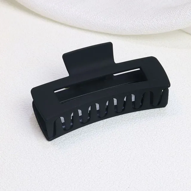 Simple Frosted Square Hair Clip-BLACK