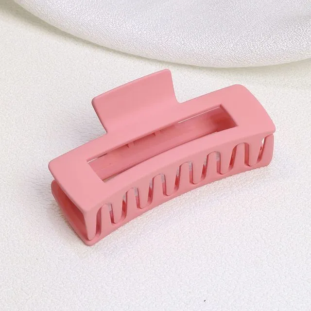 Simple Frosted Square Hair Clip-PINK