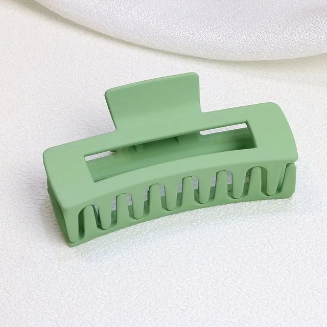 Simple Frosted Square Hair Clip-GRASS GREEN