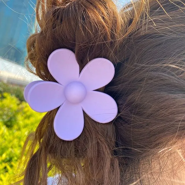 Solid Flower Shape Hair Claw Clip-LIGHT PURPLE