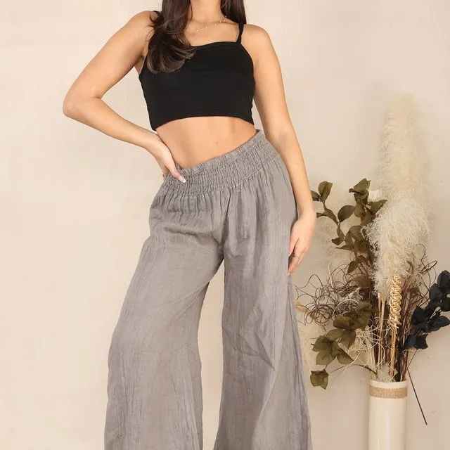 00801 XL - Taupe Plus size linen trousers