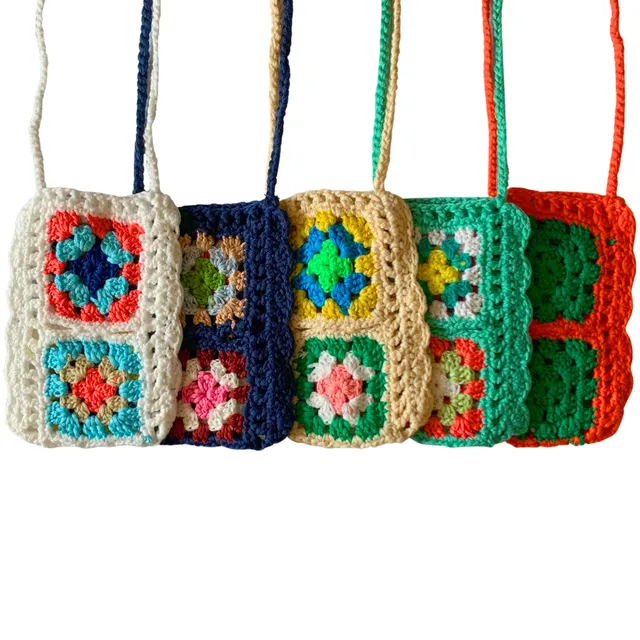 Handmade Crochet Phone Bag with Cross Strap Various Colours