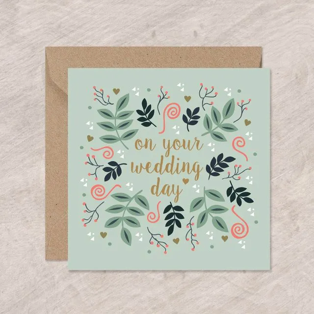 Wedding Leaves and Swirls cards x6, Eli the Goat