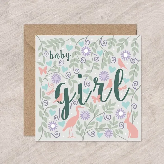 Baby Girl Animals and Leaves cards x6, Eli the Goat