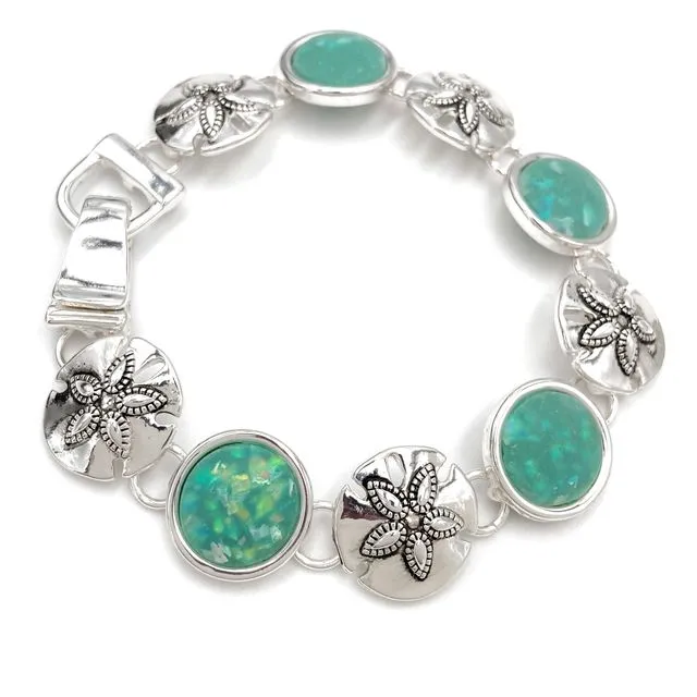 Flower Nautical Green Stone Sparkle Bracelet