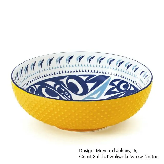 Serving Bowl with Contemporary Indigenous Artwork, Hummingbird