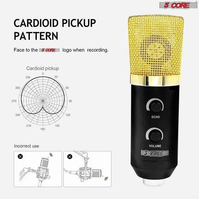 Premium Pro Audio Condenser Recording Microphone Podcast Gaming Studio Mic RM 5 BG