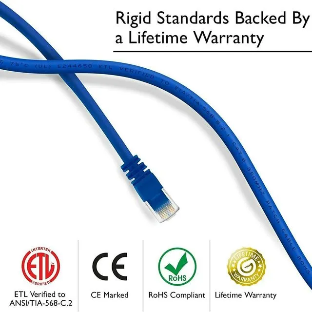 5 Core Cat6 Ethernet Cable, Outdoor&Indoor, 10FT Heavy Duty High Speed 26AWG Cat6 LAN Network Cable 10Gbps, 500Mhz with Gold Plated RJ45 Connector, Weatherproof, UV Resistant for Router/Gaming/Modem