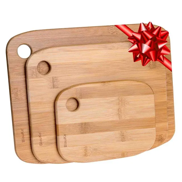 Bamboo Cutting Board Set of 3 | Wood Cutting Board, Serving Tray, Chopping Board | Wooden Cutting Boards for Kitchen