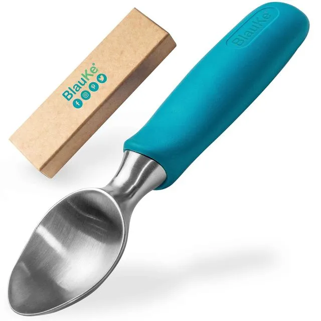Stainless Steel Ice Cream Scoop | Professional Ice Cream Scooper with Comfortable Non-Slip Rubber Grip | Heavy Duty Dishwasher Safe Baller Scoop