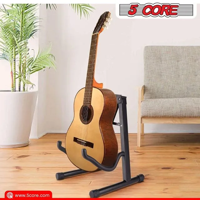 5 Core Guitar Stand Folding Universal A Frame Stand for All Guitars Acoustic Classic Electric Bass Travel Guitar Stand Banjo Ukulele Portable Detachable Musical Instrument Stand (Floor Guitar Holder) GSS