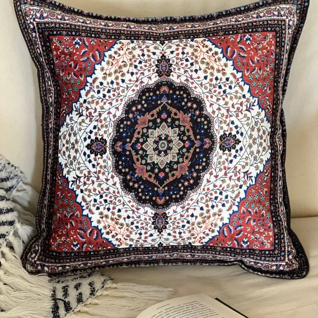 Red Decorative Pillow Cover 18x18, Handmade Throw Pillow