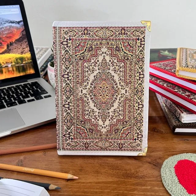 Beige Large Notebook, Boho Journal, Carpet Notebook