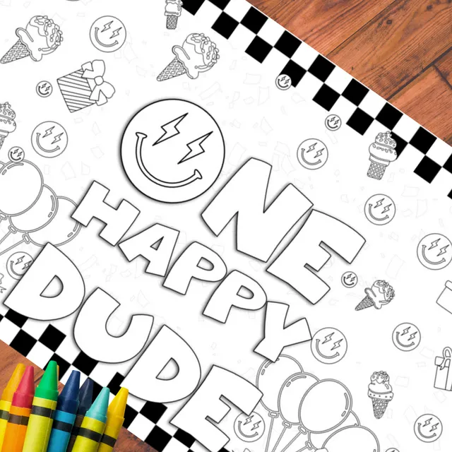One Happy Dude Coloring Table Cover