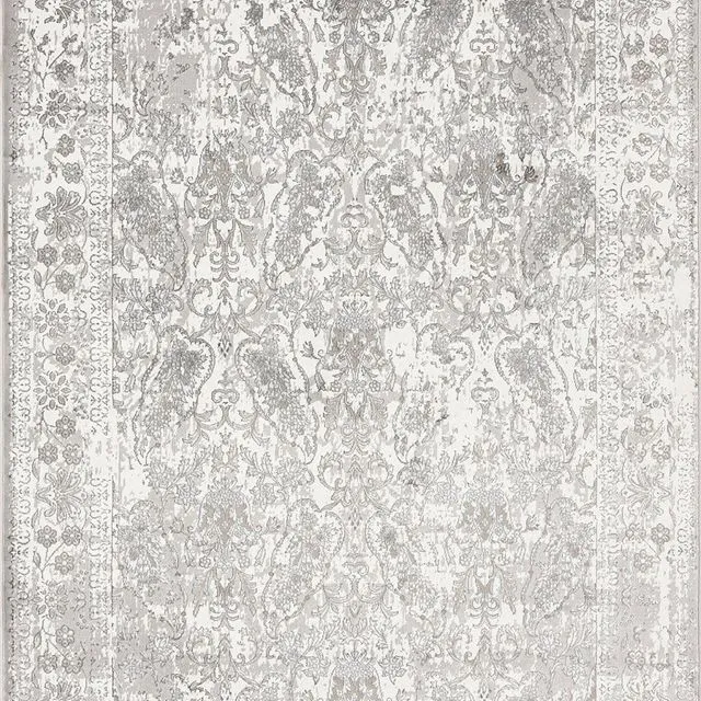 Aaerin Charcoal Grey And Ivory Traditional Distressed Rug