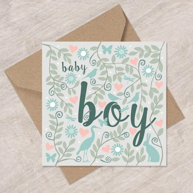 Baby Boy Animals and Leaves cards x6, Eli the Goat