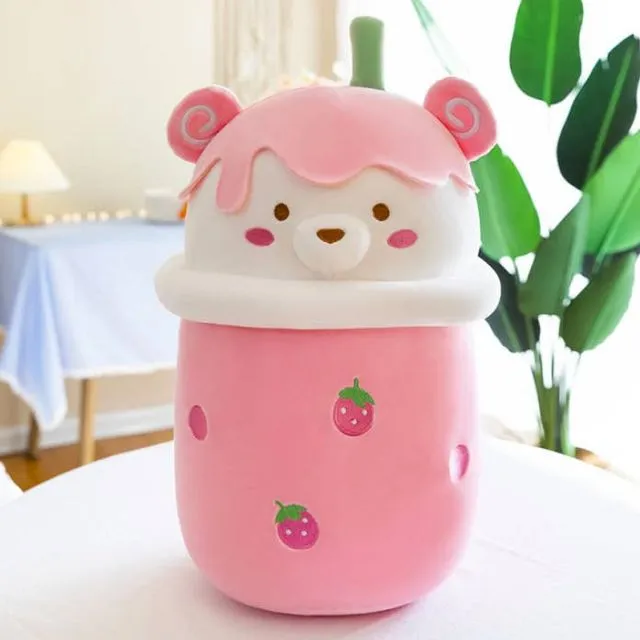 Bear Boba Bubble Tea Plushies - Pink