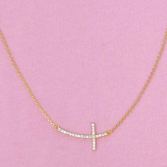 Shiny Side Cross Necklace