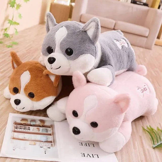 Corgi Dog Plush Toy Pillow - Grey