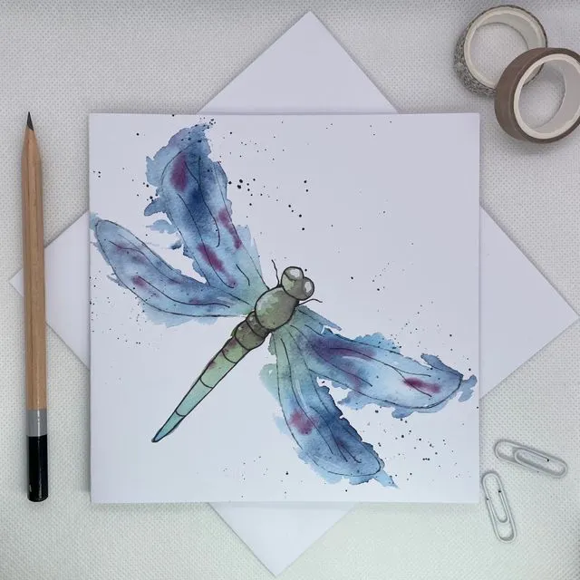 Blue Dragonfly Greetings Card