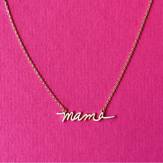Mama Script Necklace, Brushed Gold