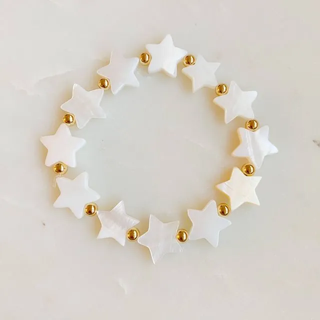Shelly Star Stretch Bracelet, Cream