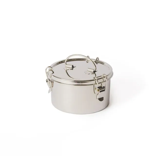 Tiffin Bowl+ - Single-layer round stainless steel lunchbox with plate insert and handle, extra-large, leak-proof (1.4 L)