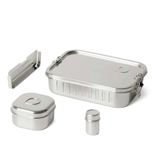 Marmita+ - Stainless steel lunchbox, leak-proof, with
two small containers and a variable divider. Made in Portugal (1L)