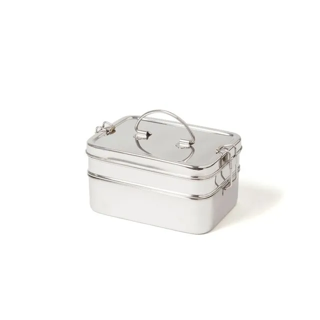 Brotbox XL Double - Two-layer rectangular stainless steel container, extra-large (0.7L)