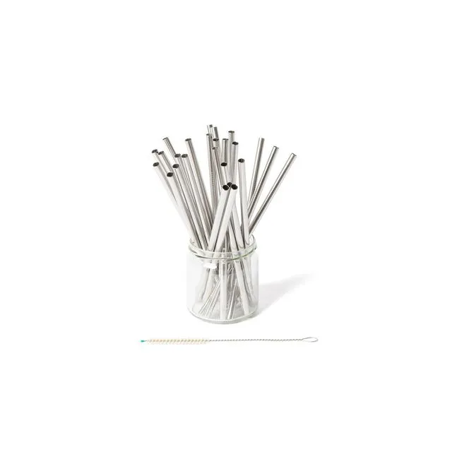 ECO Straws - Classic (25 pcs.) - Set of 25 stainless steel straws with cleaning brush made of goatbristles