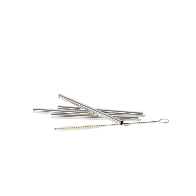 ECO Straws - Short - Set of 4 stainless steel straws with cleaning brush made of goat
bristles