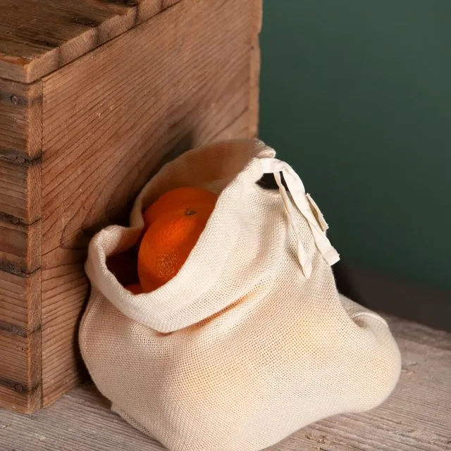 ECO Fresh Bags - 3 reusable mesh bags for fruit and vegetables
made of certified organic cotton