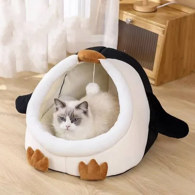 Penguin Shape Enclosed Cat Bed