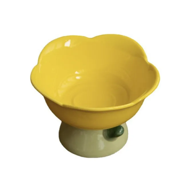 Flower Shape Pet Food Bowl Yellow Bowl