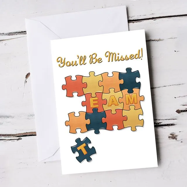 You're Leaving Team Missing Puzzle Piece Card