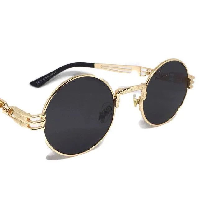 Circle Lens Black & Gold Sunglasses