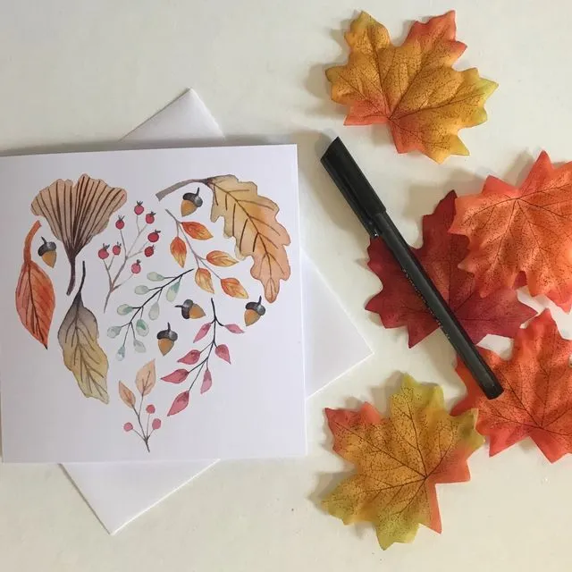 Autumn Heart Greetings Card