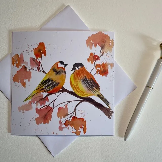 Autumn Birds Greetings Card