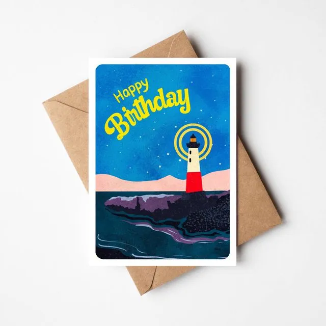 Happy Birthday - lighthouse -  Greetings Card