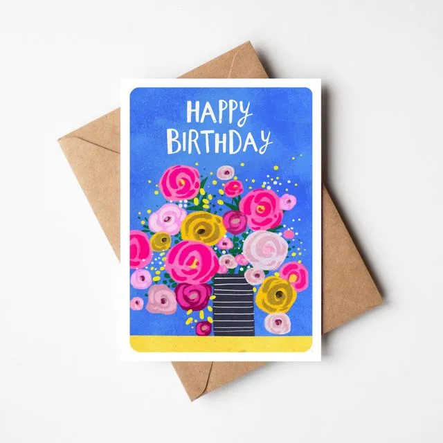 Happy Birthday - Floral -  Greetings Card